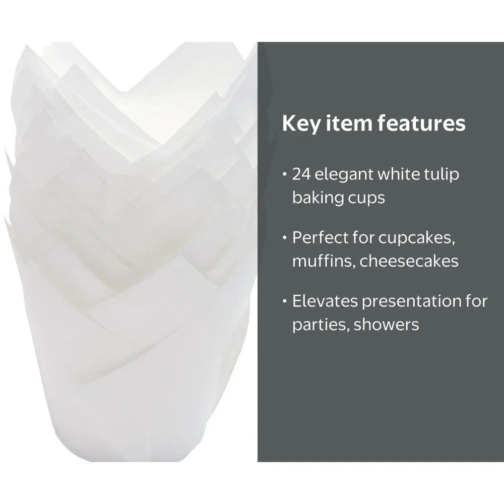 Way to Celebrate White Tulip Cupcake Liners Baking Cups Lot of 3 Packs 72 Count